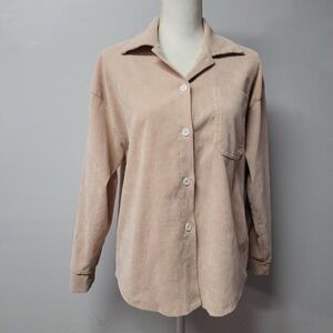 Romwe Womens Size 4 Beige‎ Blazer Button Front Long Sleeve Casual Workwear